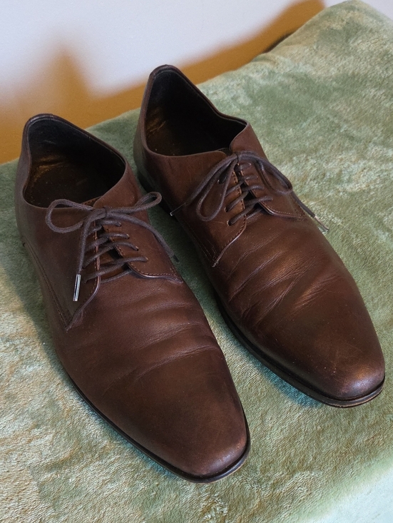 HUGO BOSS Brown Leather Plain-Toe Derby Dress Shoes main image 5